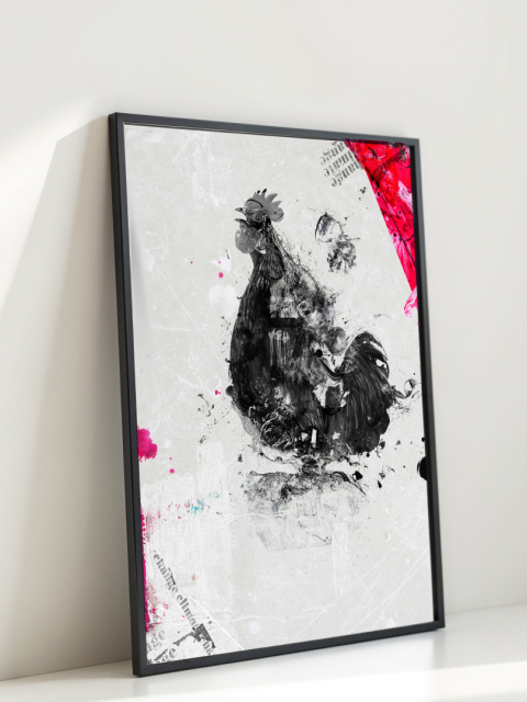 Plakat abstrakcyjny Format A2 - 0005 - „Abstrakcyjny Kogut – Echa Natury w Minimalizmie”