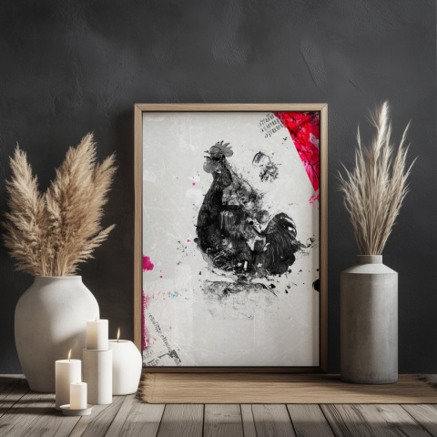 Plakat abstrakcyjny Format A2 - 0005 - „Abstrakcyjny Kogut – Echa Natury w Minimalizmie”