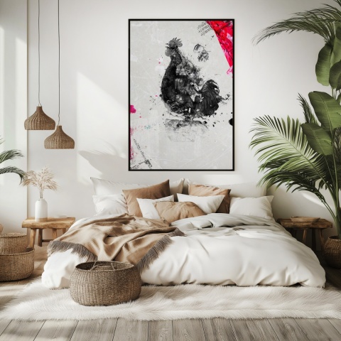 Plakat abstrakcyjny Format A2 - 0005 - „Abstrakcyjny Kogut – Echa Natury w Minimalizmie”