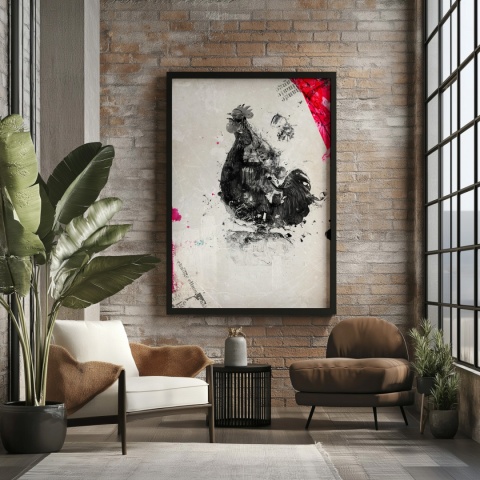 Plakat abstrakcyjny Format A2 - 0005 - „Abstrakcyjny Kogut – Echa Natury w Minimalizmie”