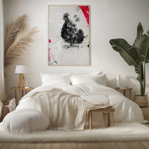 Plakat abstrakcyjny Format A2 - 0005 - „Abstrakcyjny Kogut – Echa Natury w Minimalizmie”