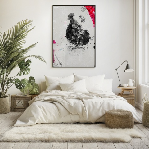 Plakat abstrakcyjny Format A2 - 0005 - „Abstrakcyjny Kogut – Echa Natury w Minimalizmie”