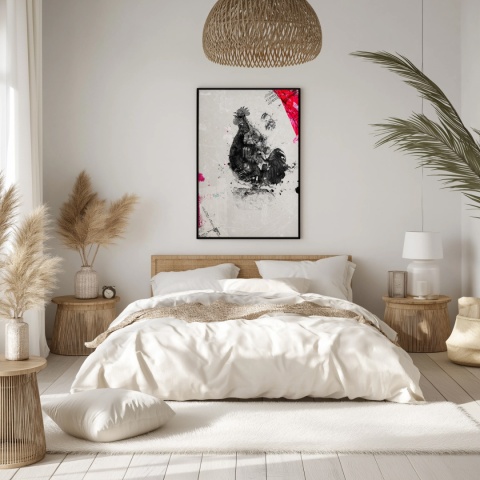 Plakat abstrakcyjny Format A2 - 0005 - „Abstrakcyjny Kogut – Echa Natury w Minimalizmie”