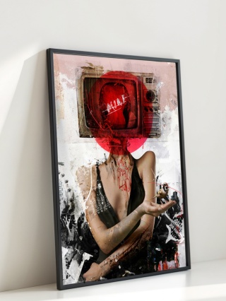 Plakat abstrakcyjny Format A2 - 0007 - „Kompozycja Kobiety – Taniec Linii i Faktur”