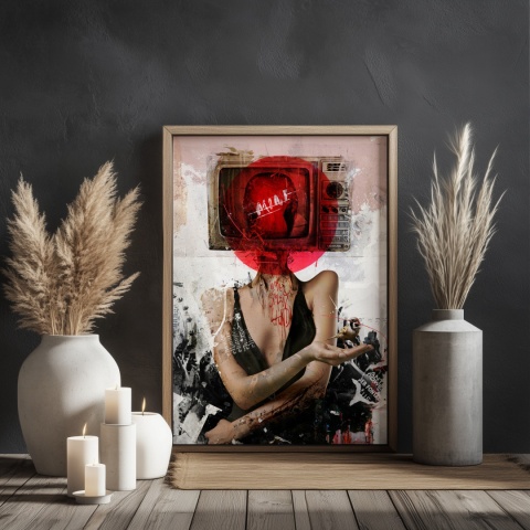 Plakat abstrakcyjny Format A2 - 0007 - „Kompozycja Kobiety – Taniec Linii i Faktur”