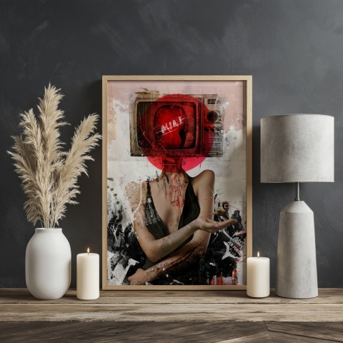 Plakat abstrakcyjny Format A2 - 0007 - „Kompozycja Kobiety – Taniec Linii i Faktur”