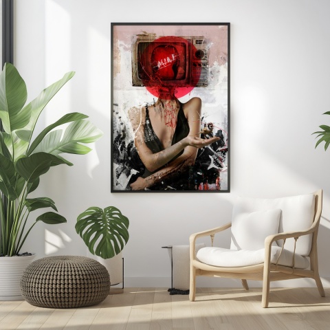 Plakat abstrakcyjny Format A2 - 0007 - „Kompozycja Kobiety – Taniec Linii i Faktur”