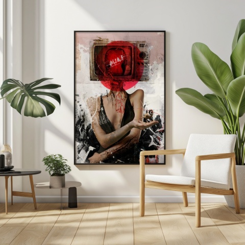 Plakat abstrakcyjny Format A2 - 0007 - „Kompozycja Kobiety – Taniec Linii i Faktur”