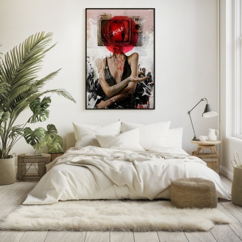 Plakat abstrakcyjny Format A2 - 0007 - „Kompozycja Kobiety – Taniec Linii i Faktur”