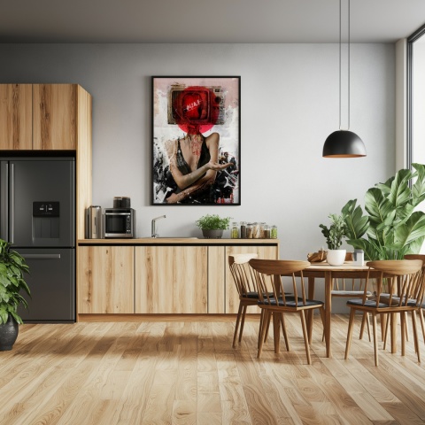 Plakat abstrakcyjny Format A2 - 0007 - „Kompozycja Kobiety – Taniec Linii i Faktur”