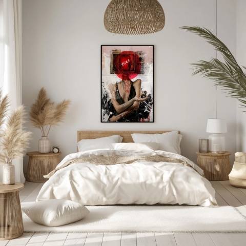 Plakat abstrakcyjny Format A2 - 0007 - „Kompozycja Kobiety – Taniec Linii i Faktur”