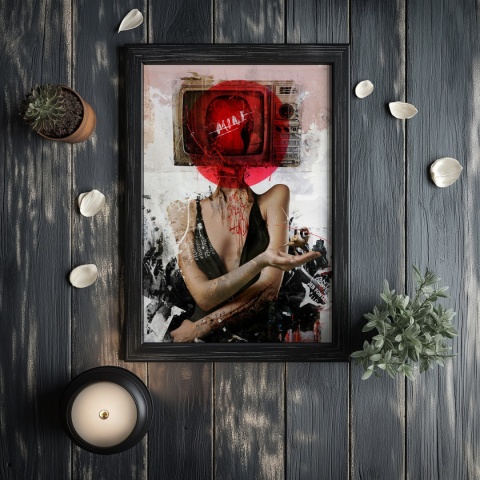 Plakat abstrakcyjny Format A2 - 0007 - „Kompozycja Kobiety – Taniec Linii i Faktur”