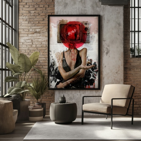 Plakat abstrakcyjny Format A2 - 0007 - „Kompozycja Kobiety – Taniec Linii i Faktur”