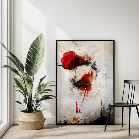 Plakat abstrakcyjny w formacie A3  ze spiralnym wzorem w ciepłych odcieniach złota, beżu i bieli na jasnym tle.