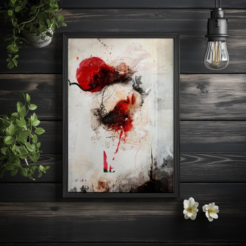 Plakat abstrakcyjny w formacie A3  ze spiralnym wzorem w ciepłych odcieniach złota, beżu i bieli na jasnym tle.