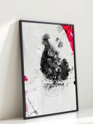 Plakat abstrakcyjny Format A3 - 0005 - „Abstrakcyjny Kogut – Echa Natury w Minimalizmie”