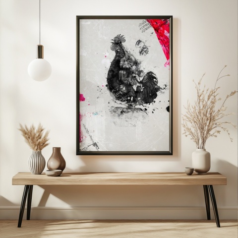 Plakat abstrakcyjny Format A3 - 0005 - „Abstrakcyjny Kogut – Echa Natury w Minimalizmie”