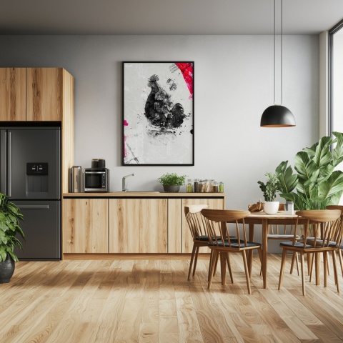 Plakat abstrakcyjny Format A3 - 0005 - „Abstrakcyjny Kogut – Echa Natury w Minimalizmie”