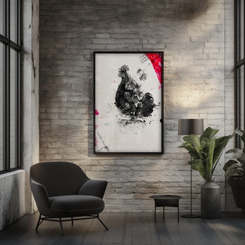 Plakat abstrakcyjny Format A3 - 0005 - „Abstrakcyjny Kogut – Echa Natury w Minimalizmie”
