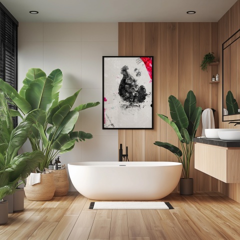 Plakat abstrakcyjny Format A3 - 0005 - „Abstrakcyjny Kogut – Echa Natury w Minimalizmie”