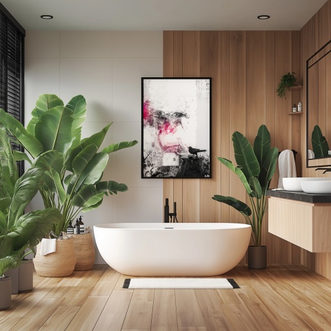 Plakat abstrakcyjny Format A3 - 0006 - „Oczy Intuicji – Cień Kruka” – kompozycja z wyrazistymi oczami i cieniem kruka