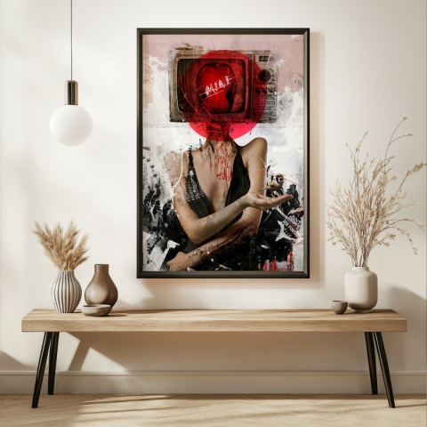 Plakat abstrakcyjny Format A3 - 0007 - „Kompozycja Kobiety – Taniec Linii i Faktur”