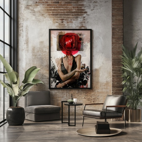 Plakat abstrakcyjny Format A3 - 0007 - „Kompozycja Kobiety – Taniec Linii i Faktur”