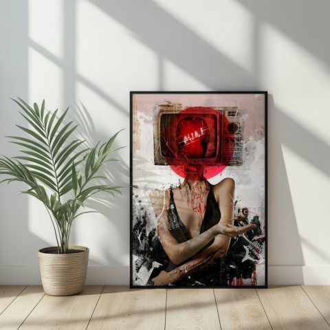 Plakat abstrakcyjny Format A3 - 0007 - „Kompozycja Kobiety – Taniec Linii i Faktur”