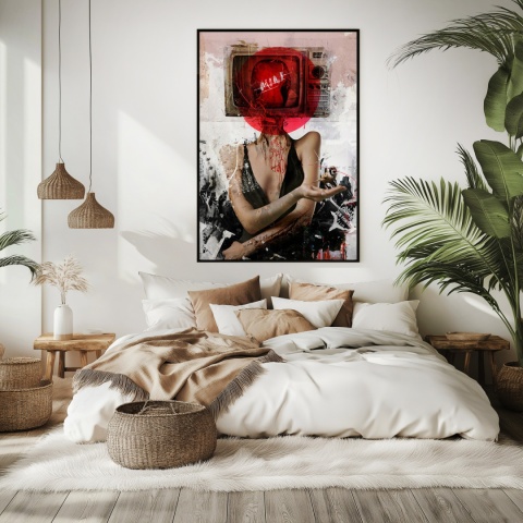 Plakat abstrakcyjny Format A3 - 0007 - „Kompozycja Kobiety – Taniec Linii i Faktur”