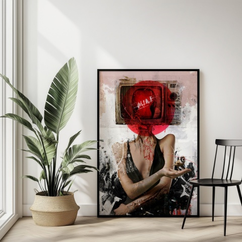 Plakat abstrakcyjny Format A3 - 0007 - „Kompozycja Kobiety – Taniec Linii i Faktur”