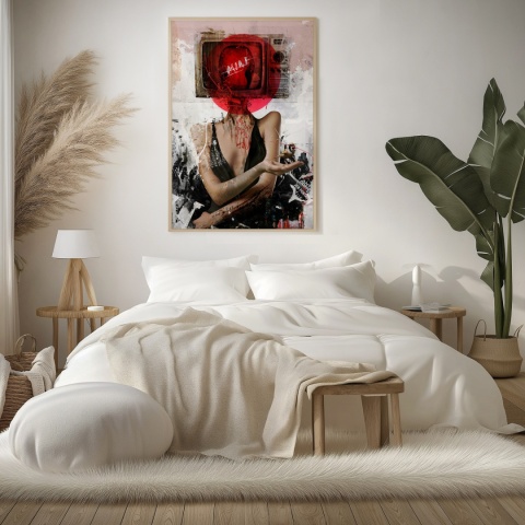 Plakat abstrakcyjny Format A3 - 0007 - „Kompozycja Kobiety – Taniec Linii i Faktur”