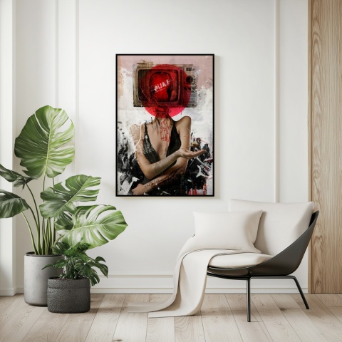 Plakat abstrakcyjny Format A3 - 0007 - „Kompozycja Kobiety – Taniec Linii i Faktur”