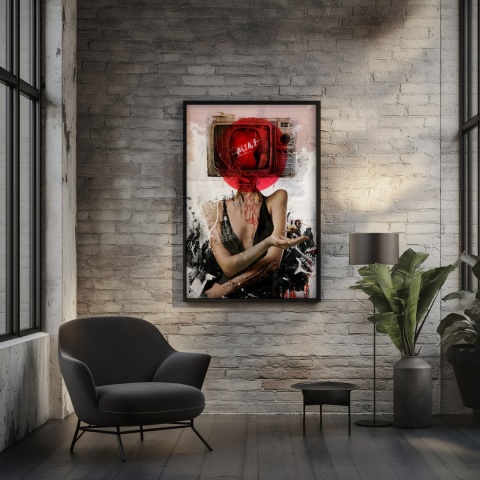 Plakat abstrakcyjny Format A3 - 0007 - „Kompozycja Kobiety – Taniec Linii i Faktur”