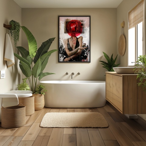 Plakat abstrakcyjny Format A3 - 0007 - „Kompozycja Kobiety – Taniec Linii i Faktur”