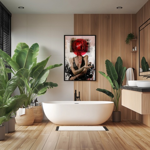 Plakat abstrakcyjny Format A3 - 0007 - „Kompozycja Kobiety – Taniec Linii i Faktur”