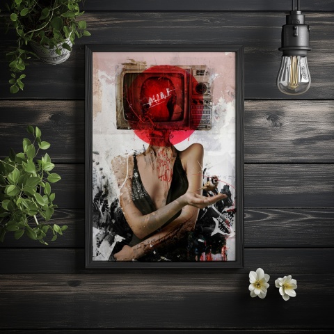 Plakat abstrakcyjny Format A3 - 0007 - „Kompozycja Kobiety – Taniec Linii i Faktur”