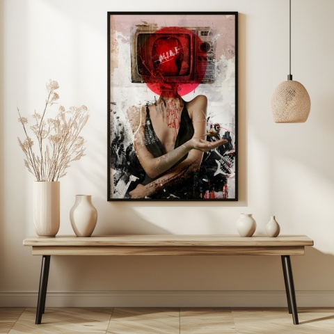 Plakat abstrakcyjny Format A3 - 0007 - „Kompozycja Kobiety – Taniec Linii i Faktur”