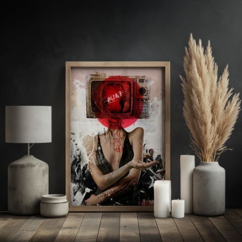 Plakat abstrakcyjny Format A3 - 0007 - „Kompozycja Kobiety – Taniec Linii i Faktur”