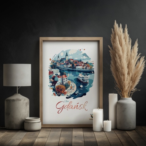 Plakat architektoniczny Format A2 – 0012 – „Plakat Gdańsk – I Love Gdańsk”