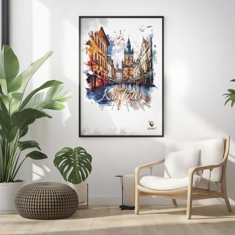 Plakat artystyczny – „Kraków, echo przestrzeni” – symboliczna, minimalistyczna kompozycja inspirowana ciszą miasta