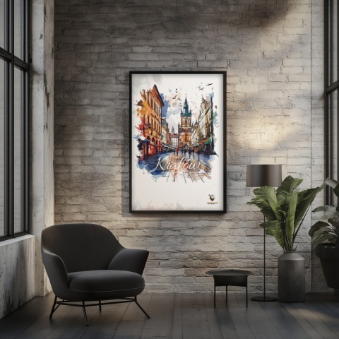 Plakat artystyczny – „Kraków, echo przestrzeni” – symboliczna, minimalistyczna kompozycja inspirowana ciszą miasta