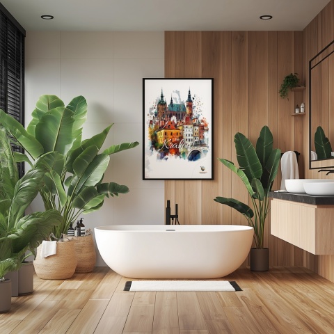 Plakat artystyczny – „Kraków, milczące rytmy” – nastrojowa kompozycja w odcieniach błękitu