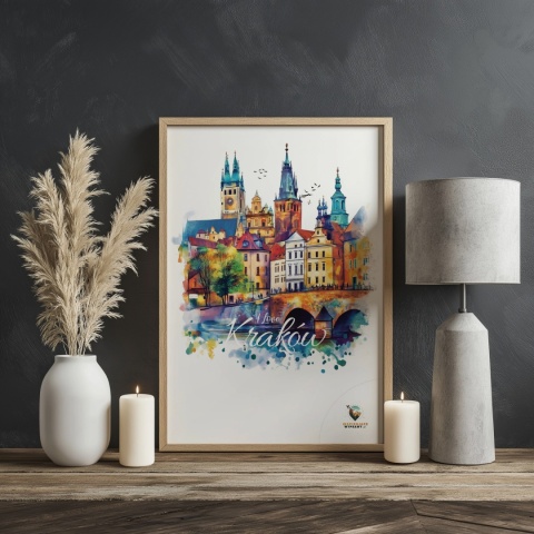 Plakat artystyczny – „Kraków, między tonami” – abstrakcyjna wizja miasta w łagodnych barwach