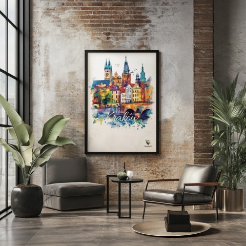 Plakat artystyczny – „Kraków, między tonami” – abstrakcyjna wizja miasta w łagodnych barwach