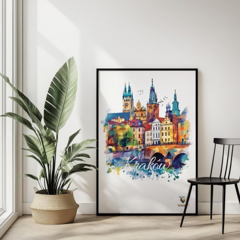 Plakat artystyczny – „Kraków, między tonami” – abstrakcyjna wizja miasta w łagodnych barwach
