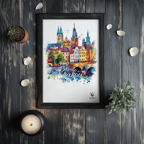 Plakat artystyczny – „Kraków, między tonami” – abstrakcyjna wizja miasta w łagodnych barwach