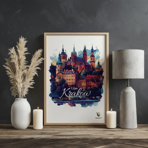 Plakat artystyczny – „Kraków, między tonami” – abstrakcyjna wizja miasta w łagodnych barwach