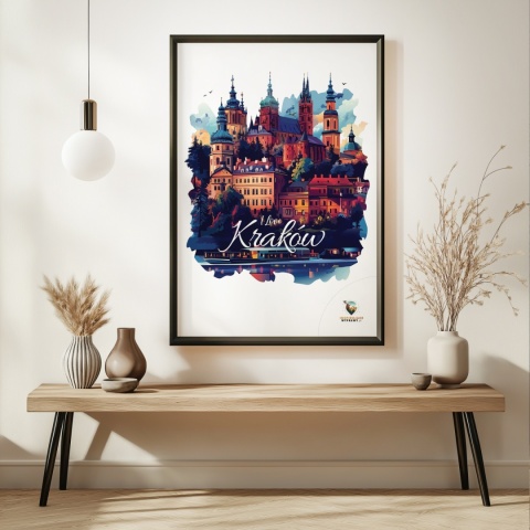 Plakat artystyczny – „Kraków, między tonami” – abstrakcyjna wizja miasta w łagodnych barwach