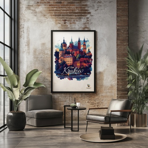 Plakat artystyczny – „Kraków, między tonami” – abstrakcyjna wizja miasta w łagodnych barwach