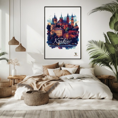 Plakat artystyczny – „Kraków, między tonami” – abstrakcyjna wizja miasta w łagodnych barwach